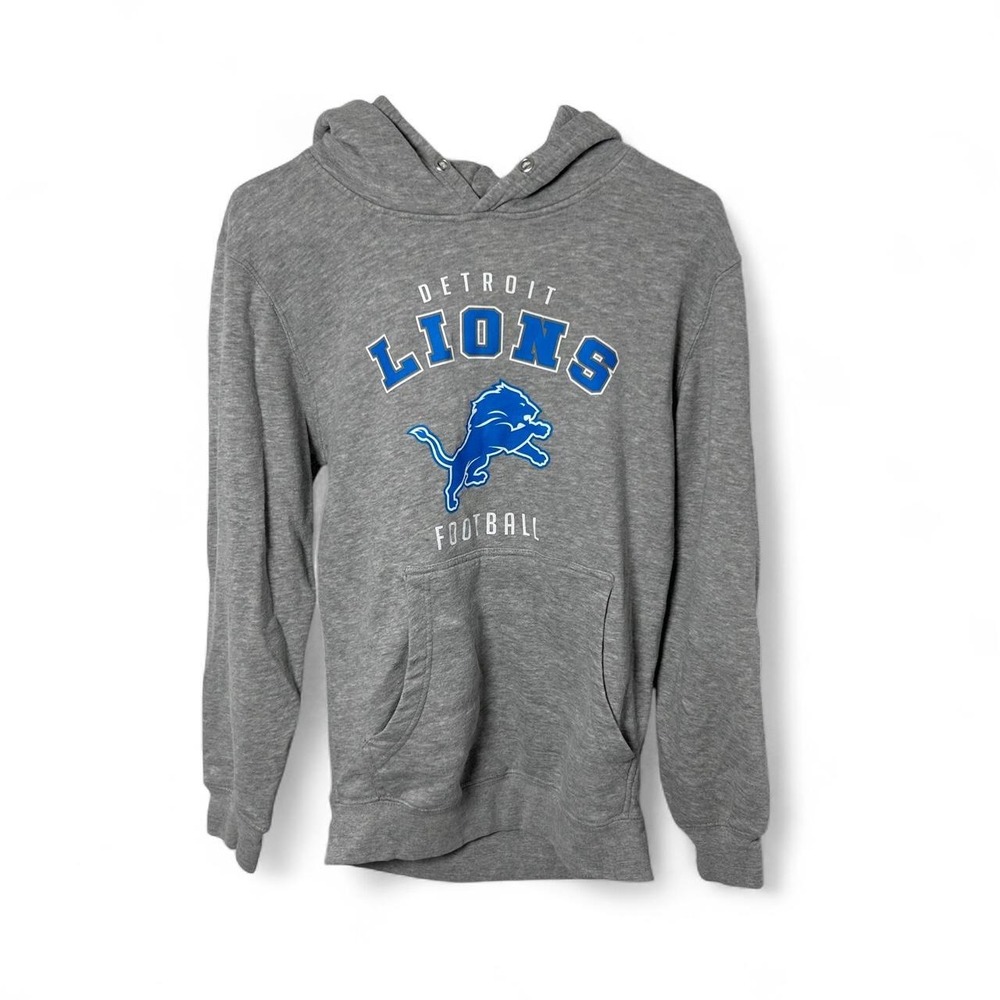 Detroit Lions Hoodie Men's Small Gray Blue Sweatshirt Football Starter